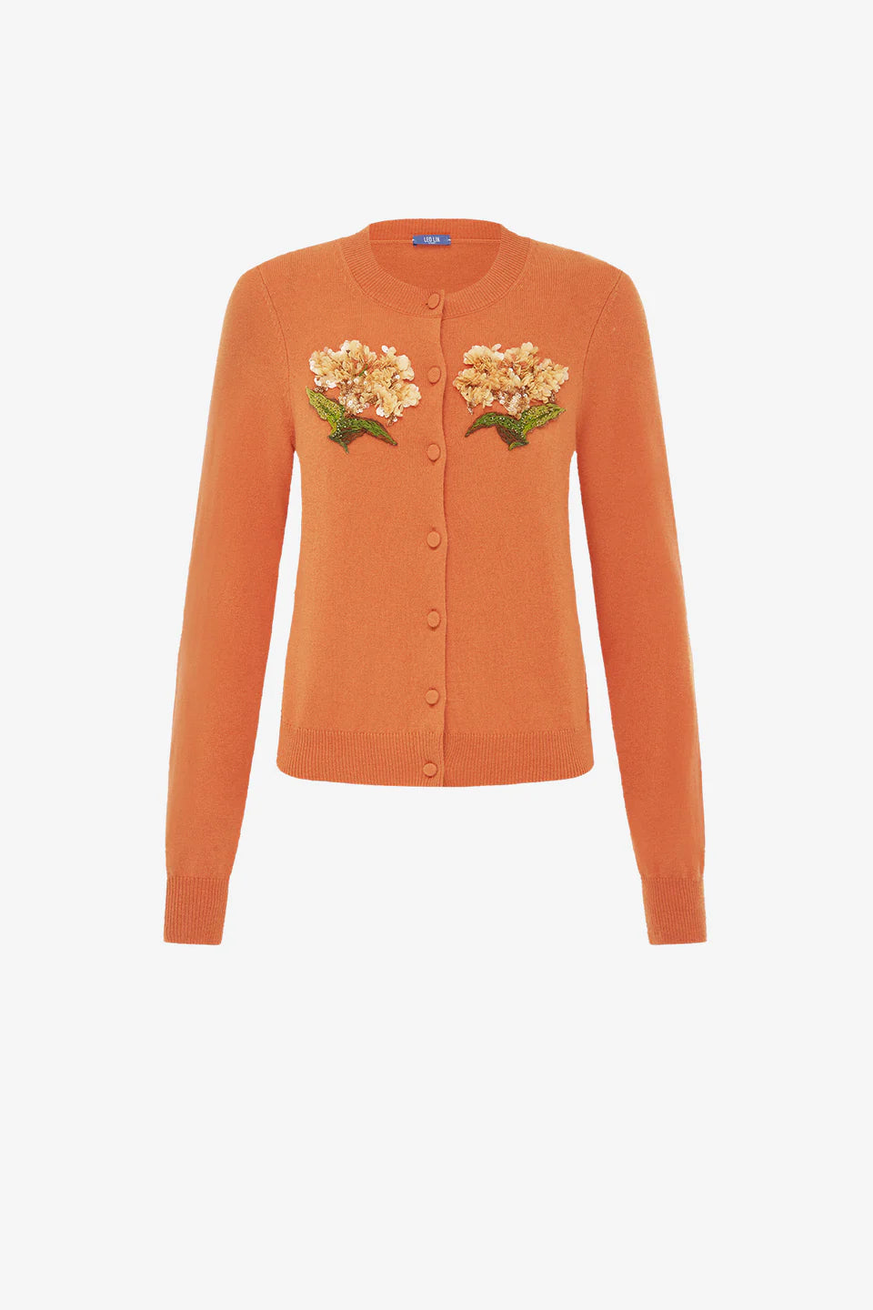 LEO-LLFW20131 CLAIRE OCHRE EMBELLLISHED CARDIGAN