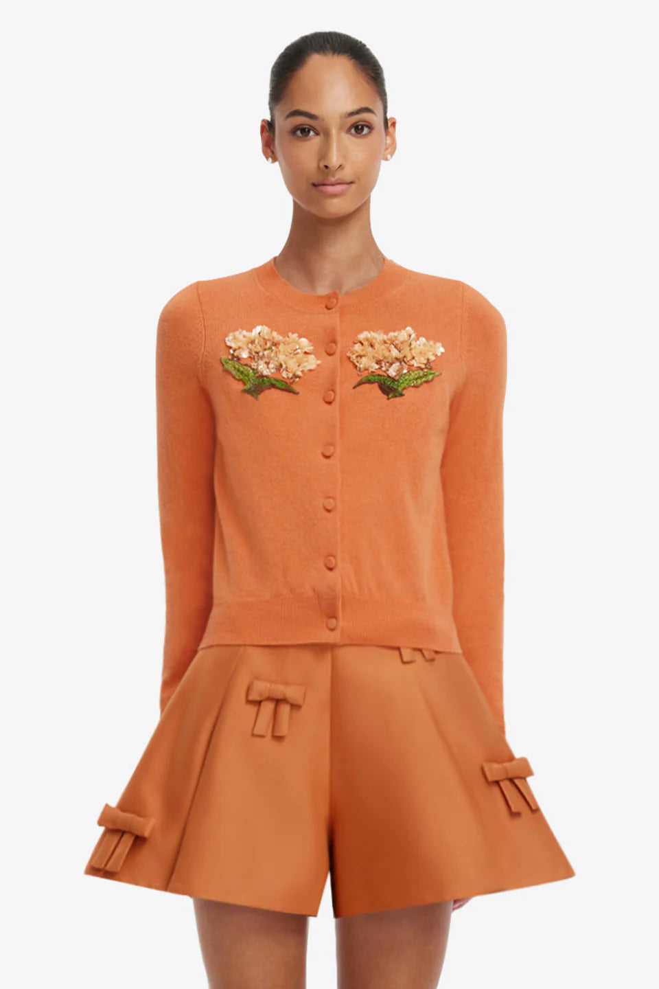 LEO-LLFW20131 CLAIRE OCHRE EMBELLLISHED CARDIGAN