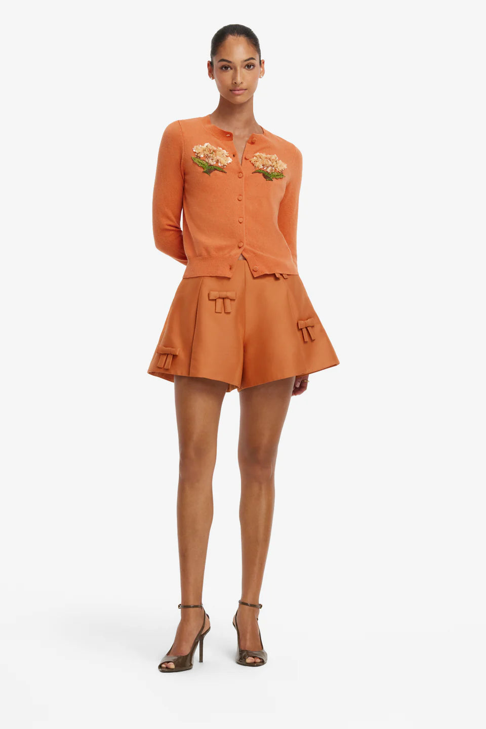 LEO-LLFW20131 CLAIRE OCHRE EMBELLLISHED CARDIGAN