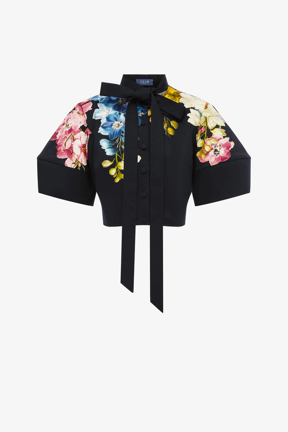 LEO-LLFW2604 MOLLY BLACK PRINT PUFF SLEEVE TOP
