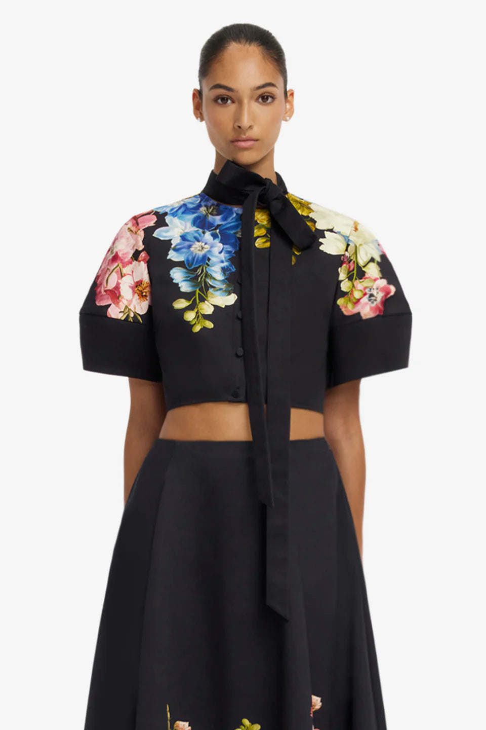 LEO-LLFW2604 MOLLY BLACK PRINT PUFF SLEEVE TOP