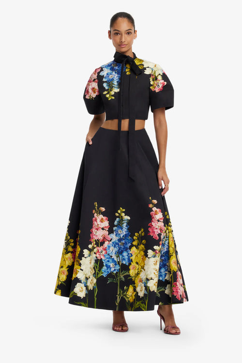 LEO-LLFW260053 ELINA BLACK PRINT SKIRT