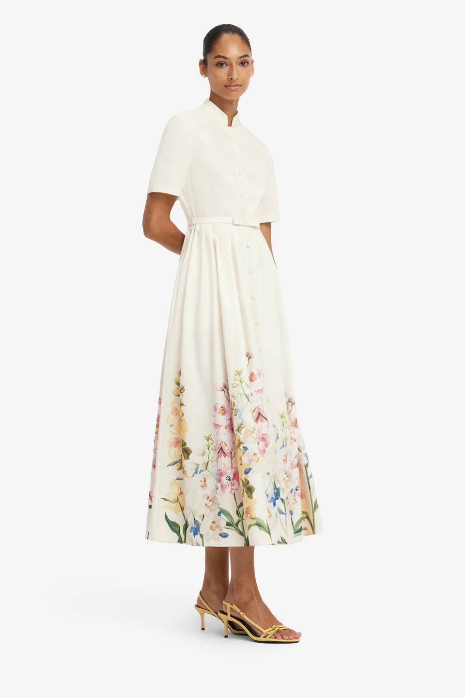 LEO-LLFW2050 BIANCA CREAM PRINT DRESS