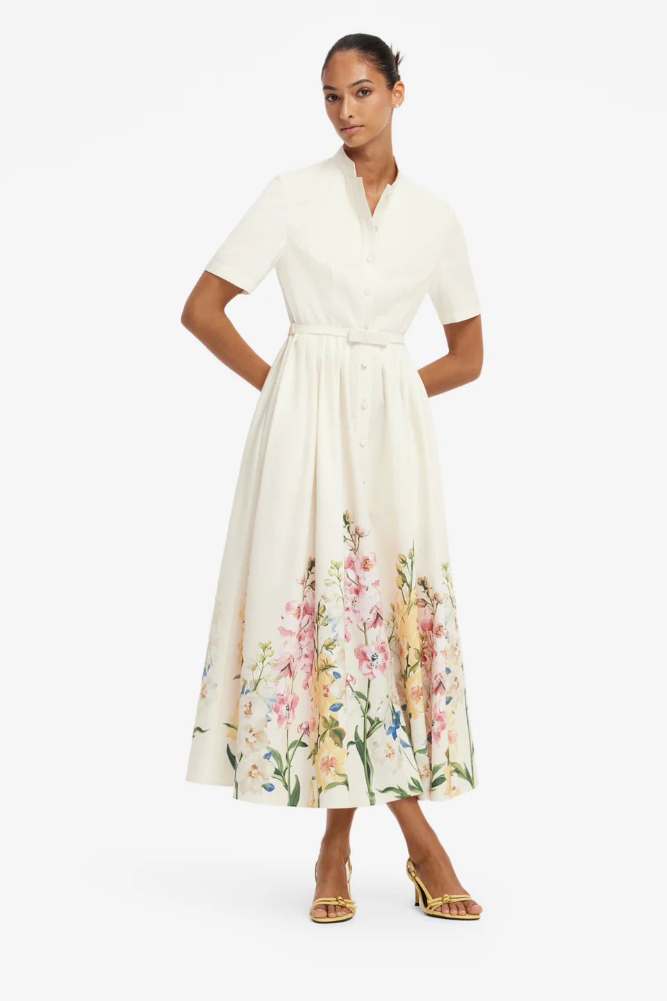 LEO-LLFW2050 BIANCA CREAM PRINT DRESS