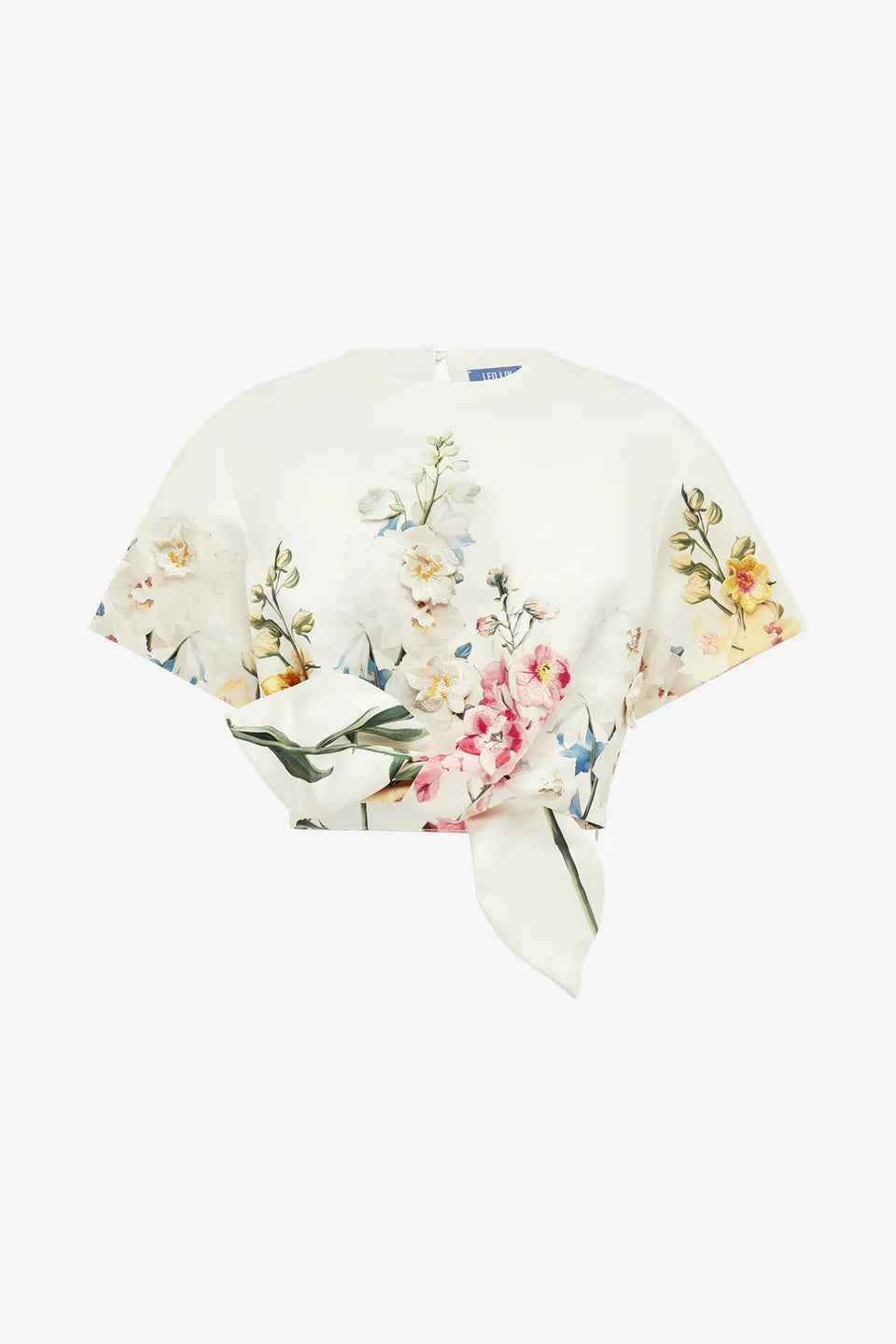 LEO-LLFW20 RILEY CREAM EMBROIDERED SLEEVE TOP