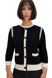 Nancy Yang LS63029 BLACK EDGING CARDIGAN