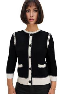 Nancy Yang LS63029 BLACK EDGING CARDIGAN