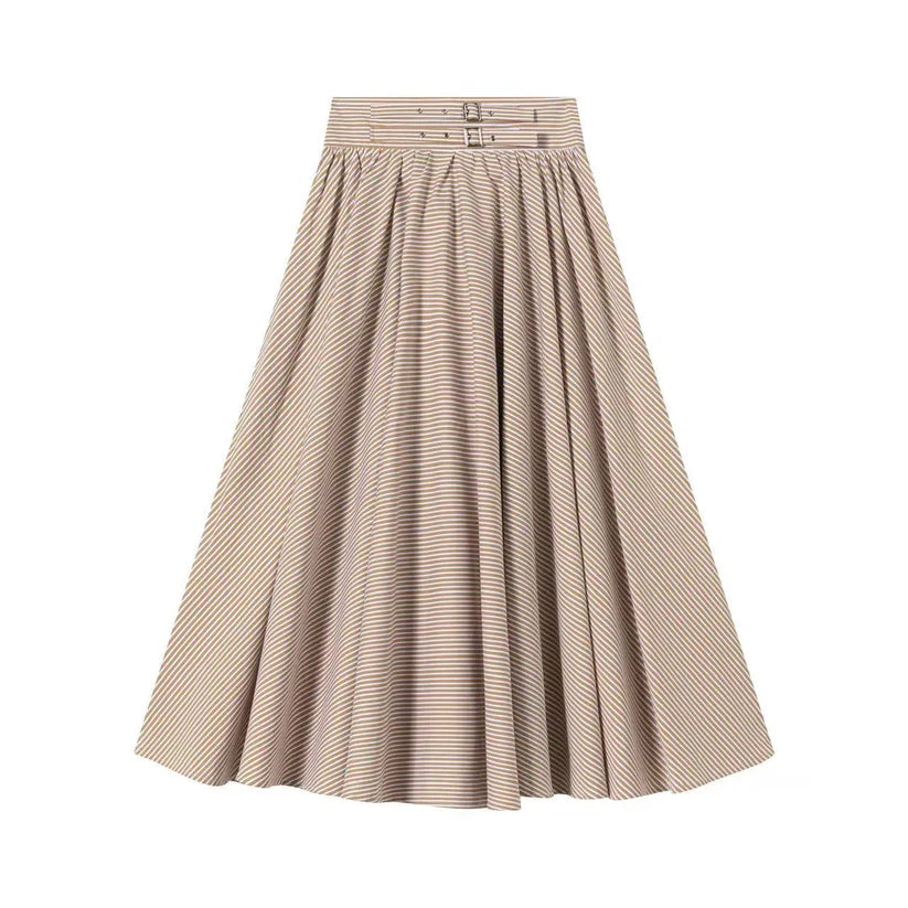 INO-M2-1244 ORANGE STRIPE BUCKLE SKIRT