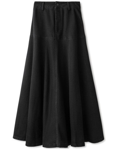 INO-M2-1407 BLACK DENIM BUTTON SKIRT