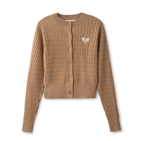 INO-M2-1435 BEIGE CABLE KNIT CARDIGAN