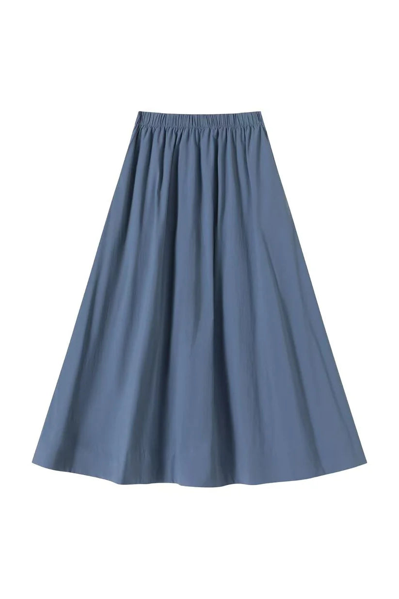 INO-M2-1723 DARKER BLUE ELASTIC WAIST SKIRT
