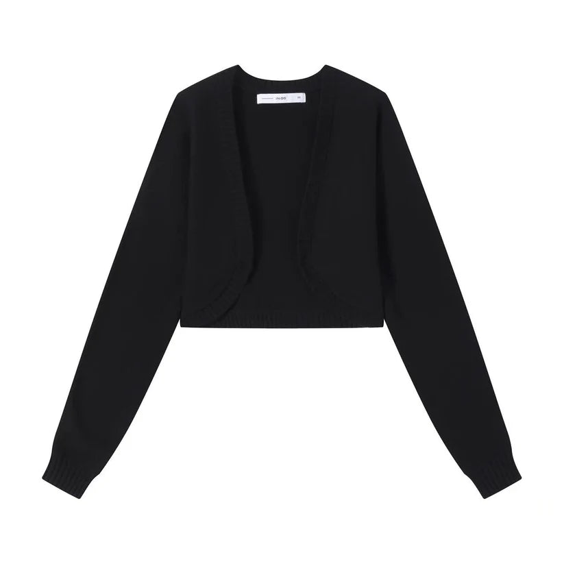 INO-M2-1760 BLACK CROP CARDIGAN