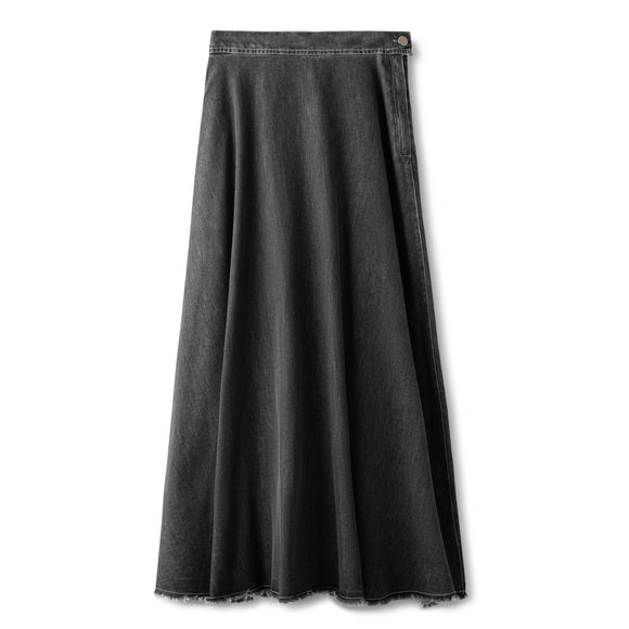 INO-M2-224 GREY DENIM FRAYED SKIRT