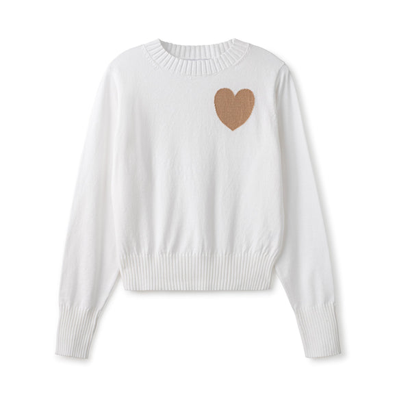 INO-M2-846 WHITE HEART KNIT TOP