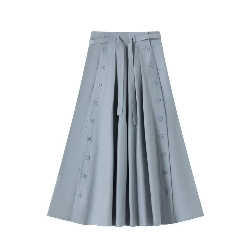 INO-M2-893 ICE BLUE BUTTON PLEAT SKIRT