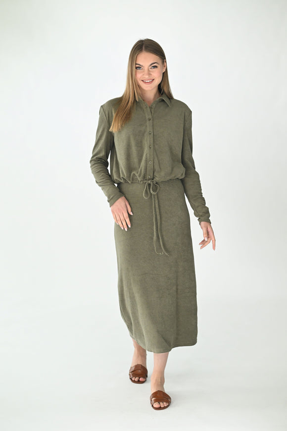 O&E-M376O&M377O OLIVE DRESS SET