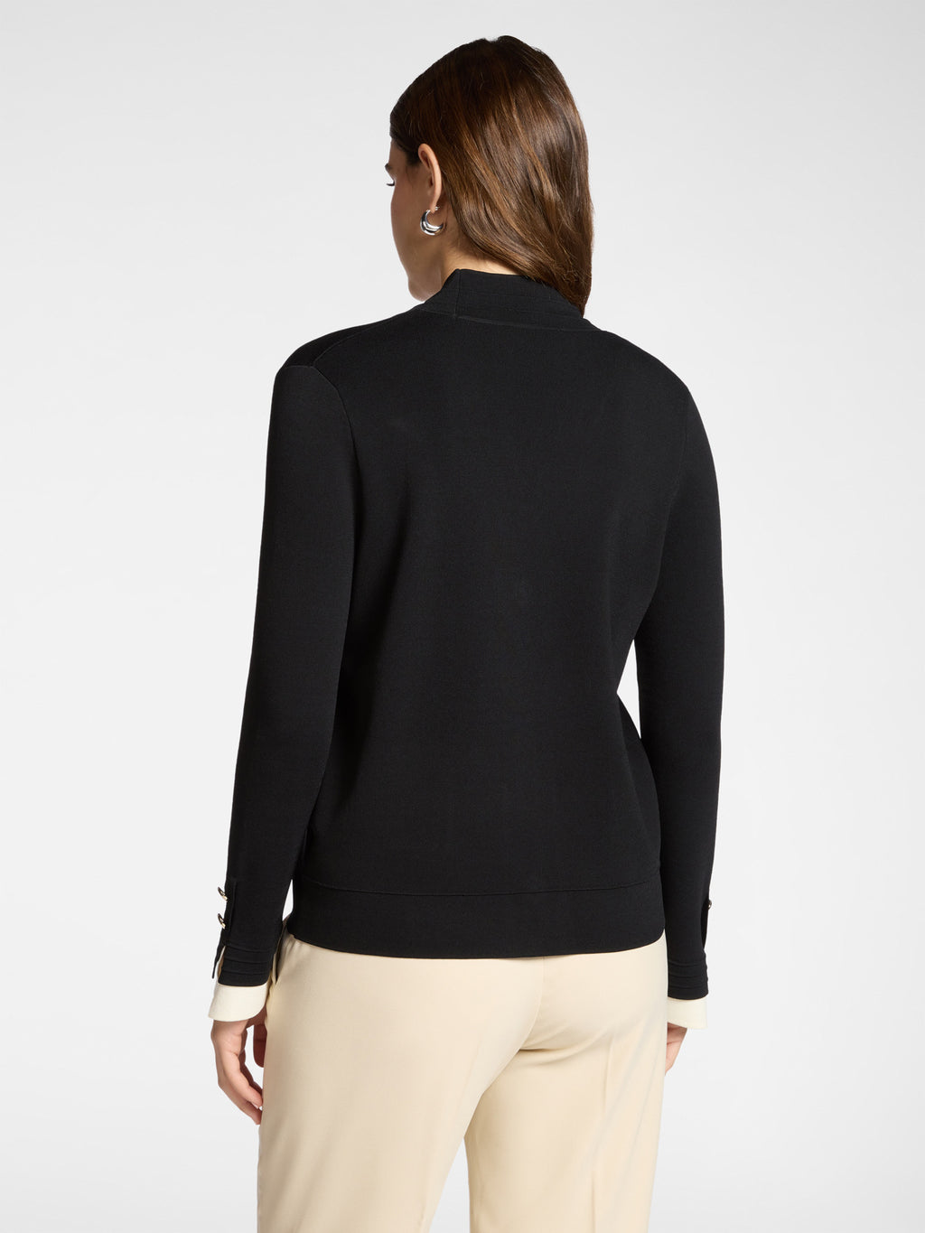 ELM-M576Z000717 BACK&OFFWHITE VISCOSE CARDIGAN