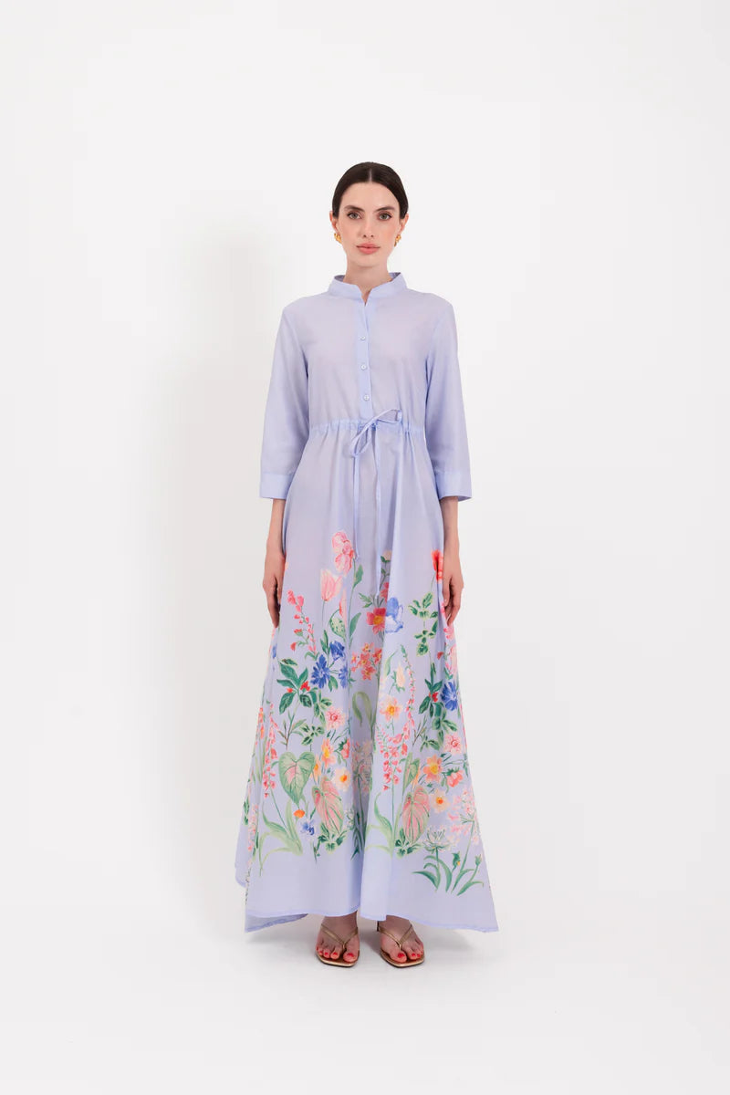 LAV-B7WD043 MARGHERITA BLUE FLORAL DRESS