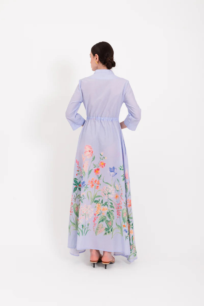 LAV-B7WD043 MARGHERITA BLUE FLORAL DRESS