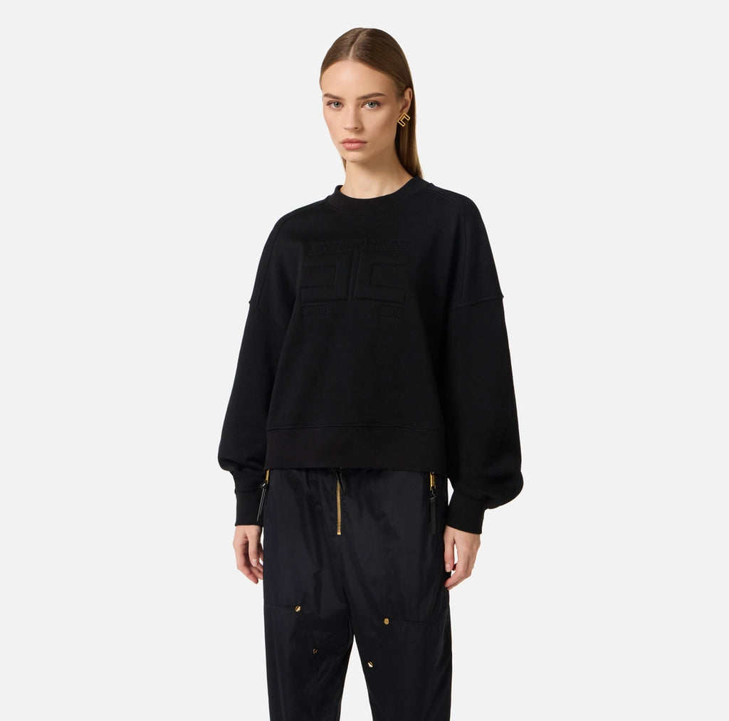 ELS-MD02D61 BLACK OVERSIZED SWEATSHIRT