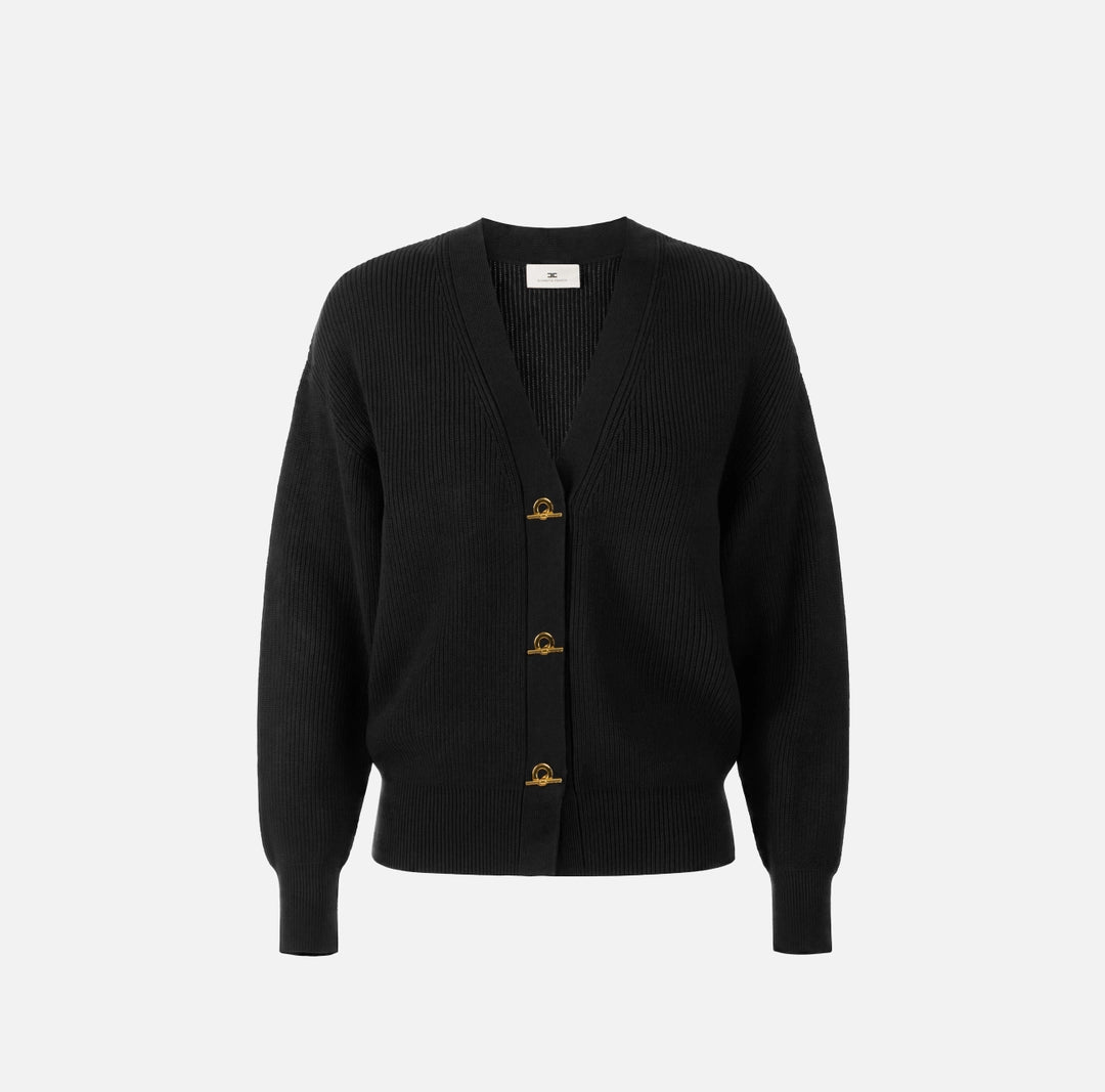 ELS-MK01S66 BLACK CHAIN CLOUSRE CARDIGAN