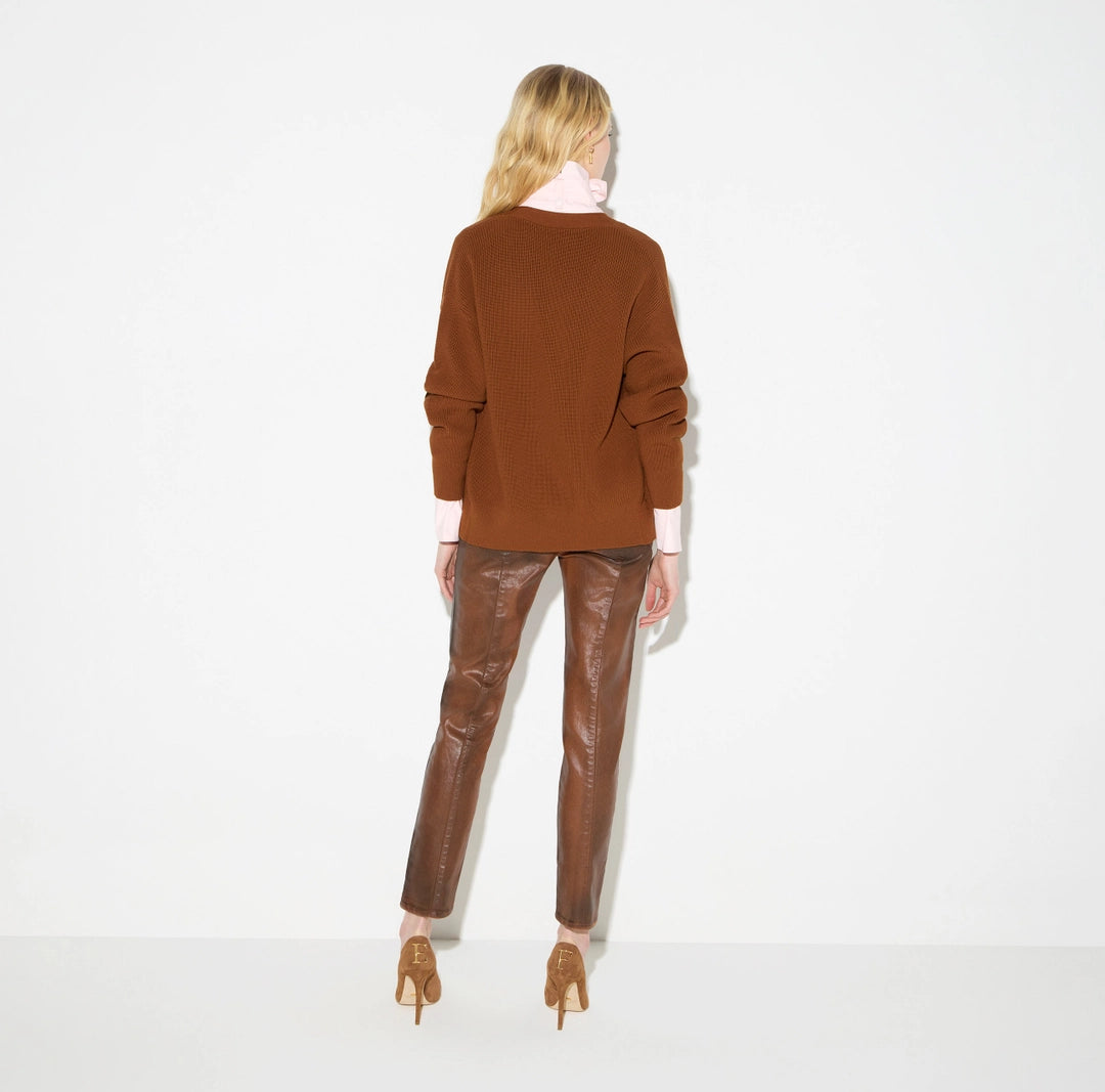ELS-MK01S66 TOBACCO CHAIN CLOUSRE CARDIGAN