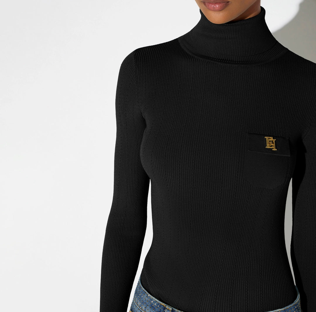 ELS-MK05B66 BLACK POCKET TURTLENECK