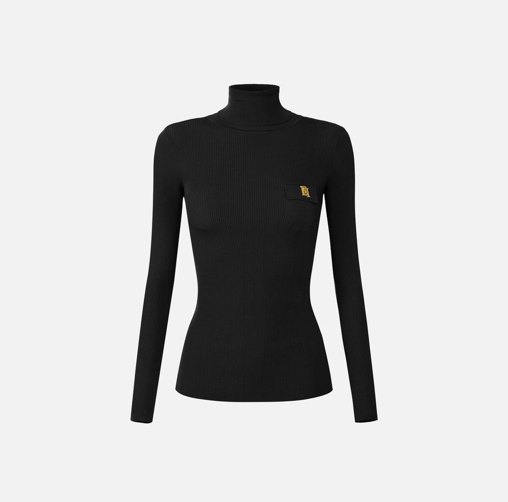 ELS-MK05B66 BLACK POCKET TURTLENECK