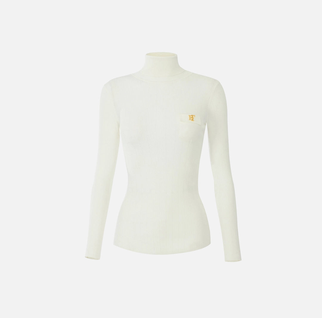 ELS-MK05B66 IVORY POCKET TURTLENECK