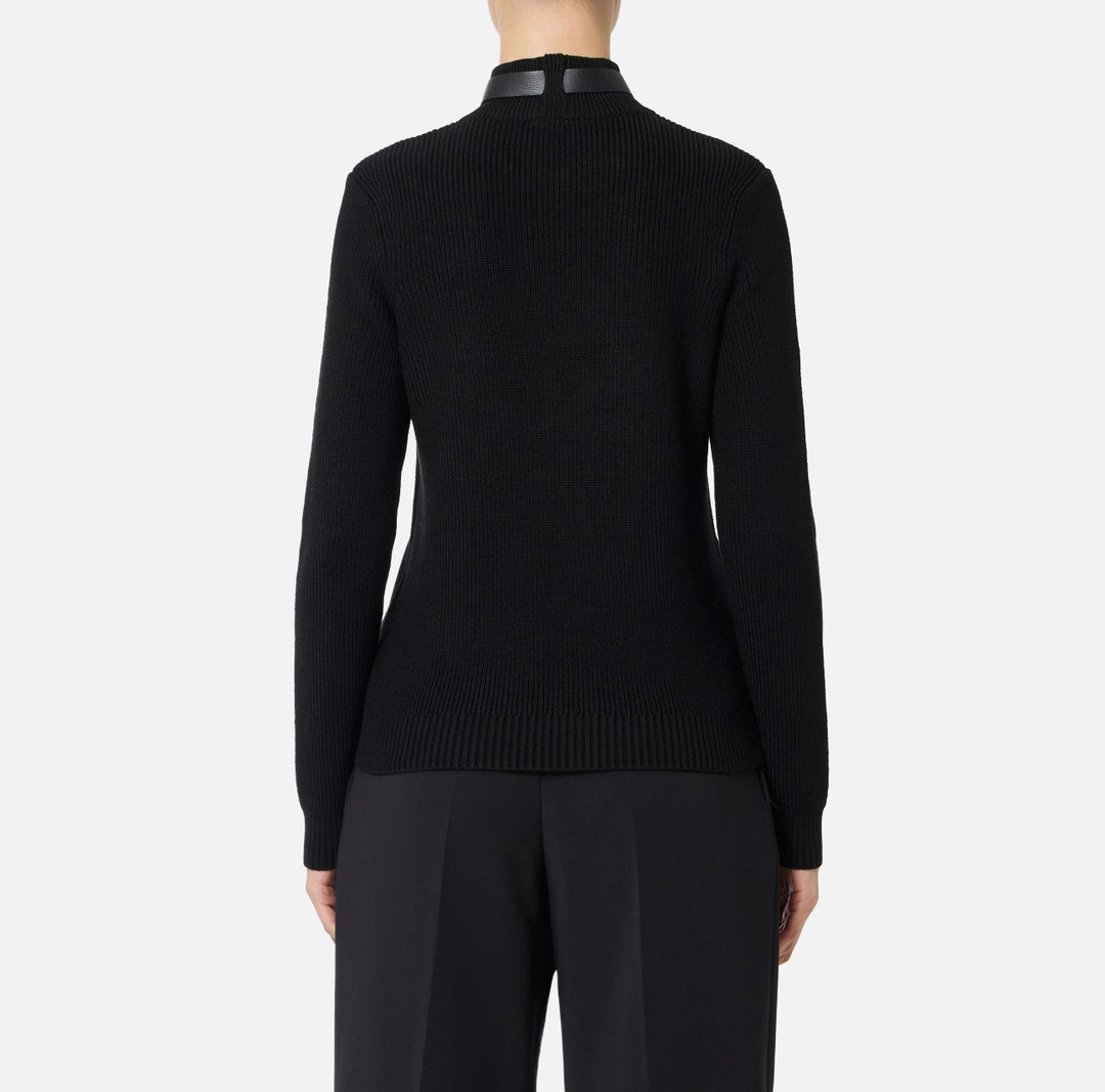 ELS-MK05S56 BLACK JEWEL STRAP WOOL TOP