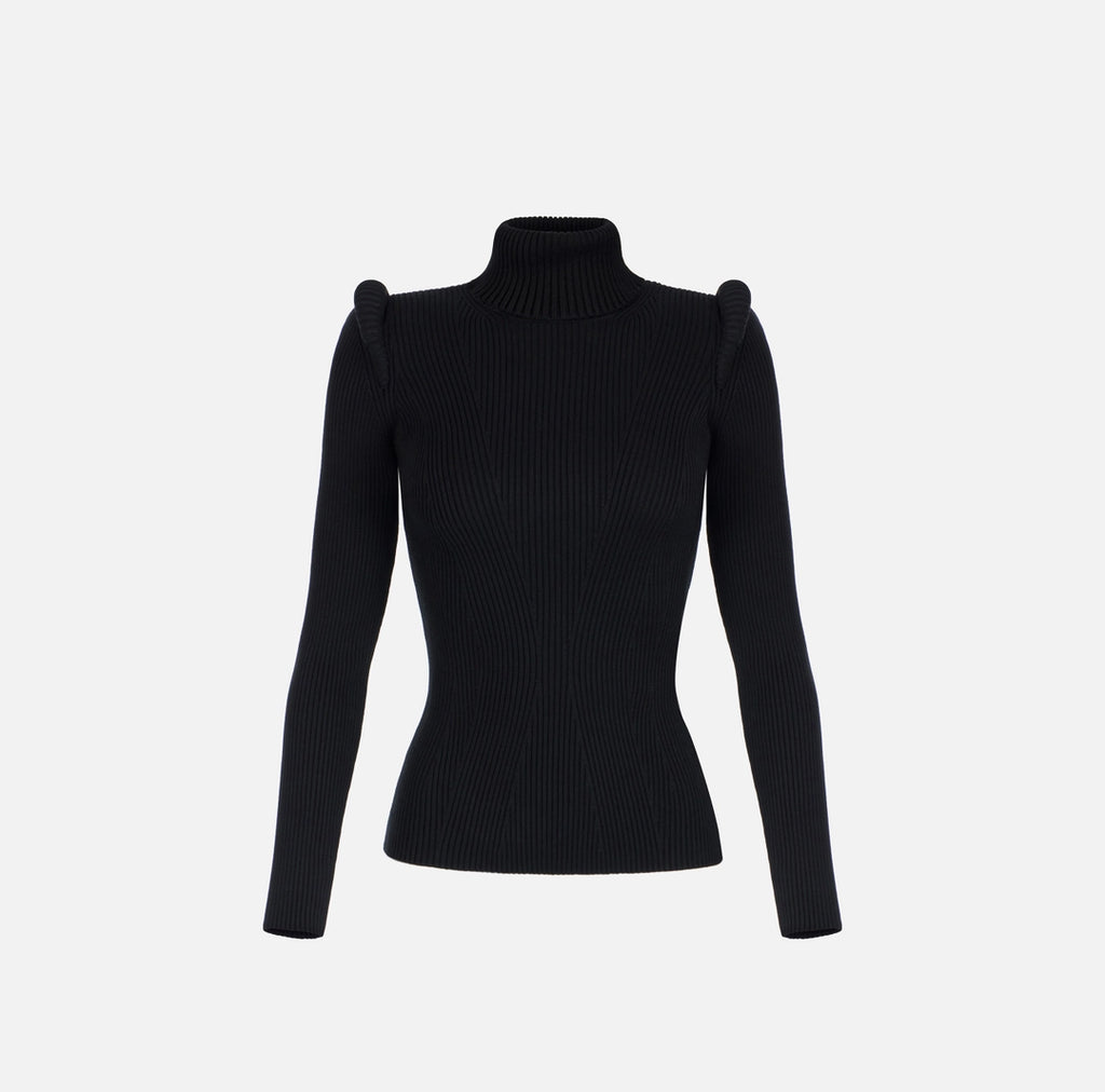 ELS-MK06S66 BLACK DETAIL KNIT TURTLENECK