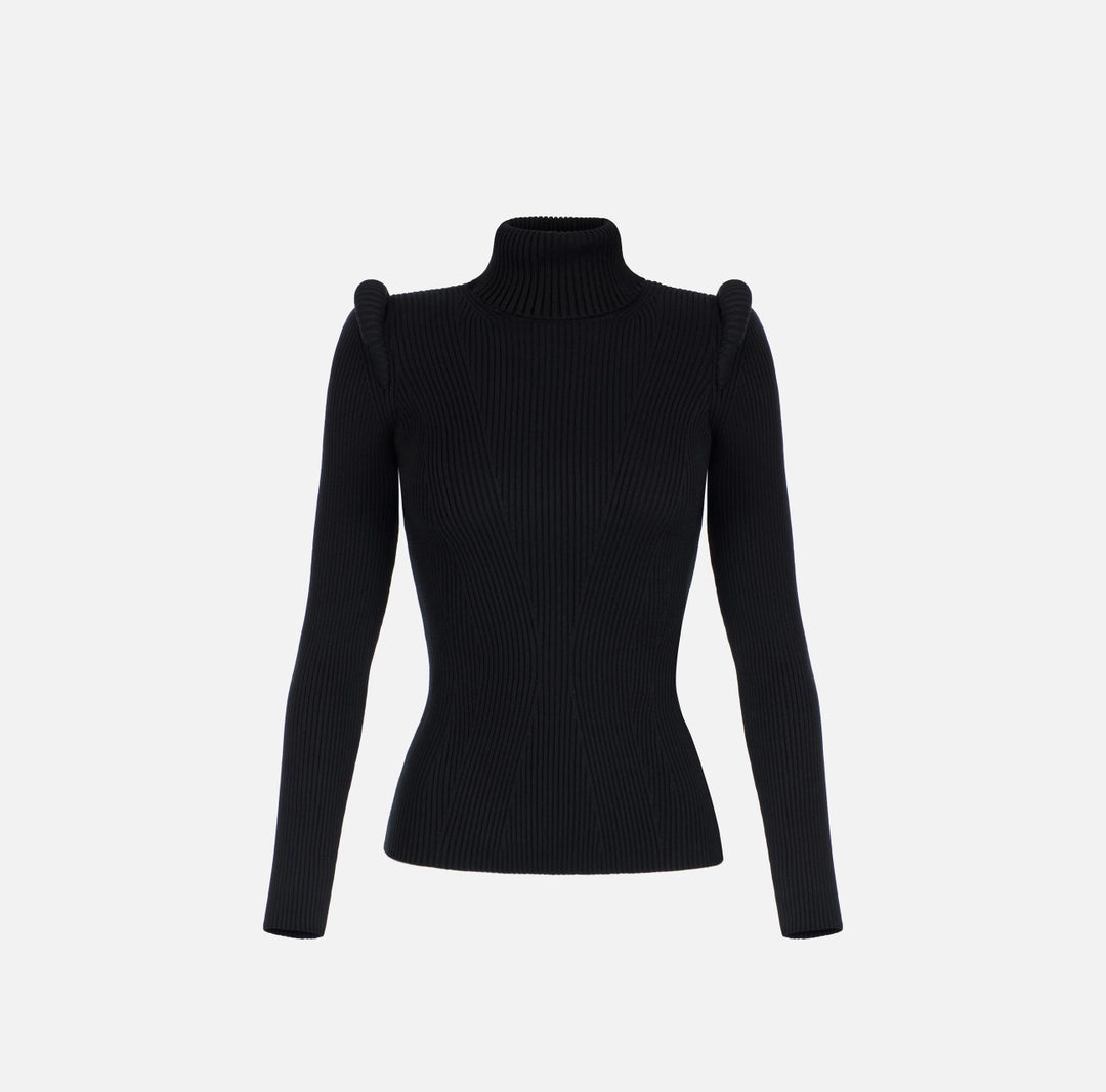 ELS-MK06S66 BLACK DETAIL KNIT TURTLENECK