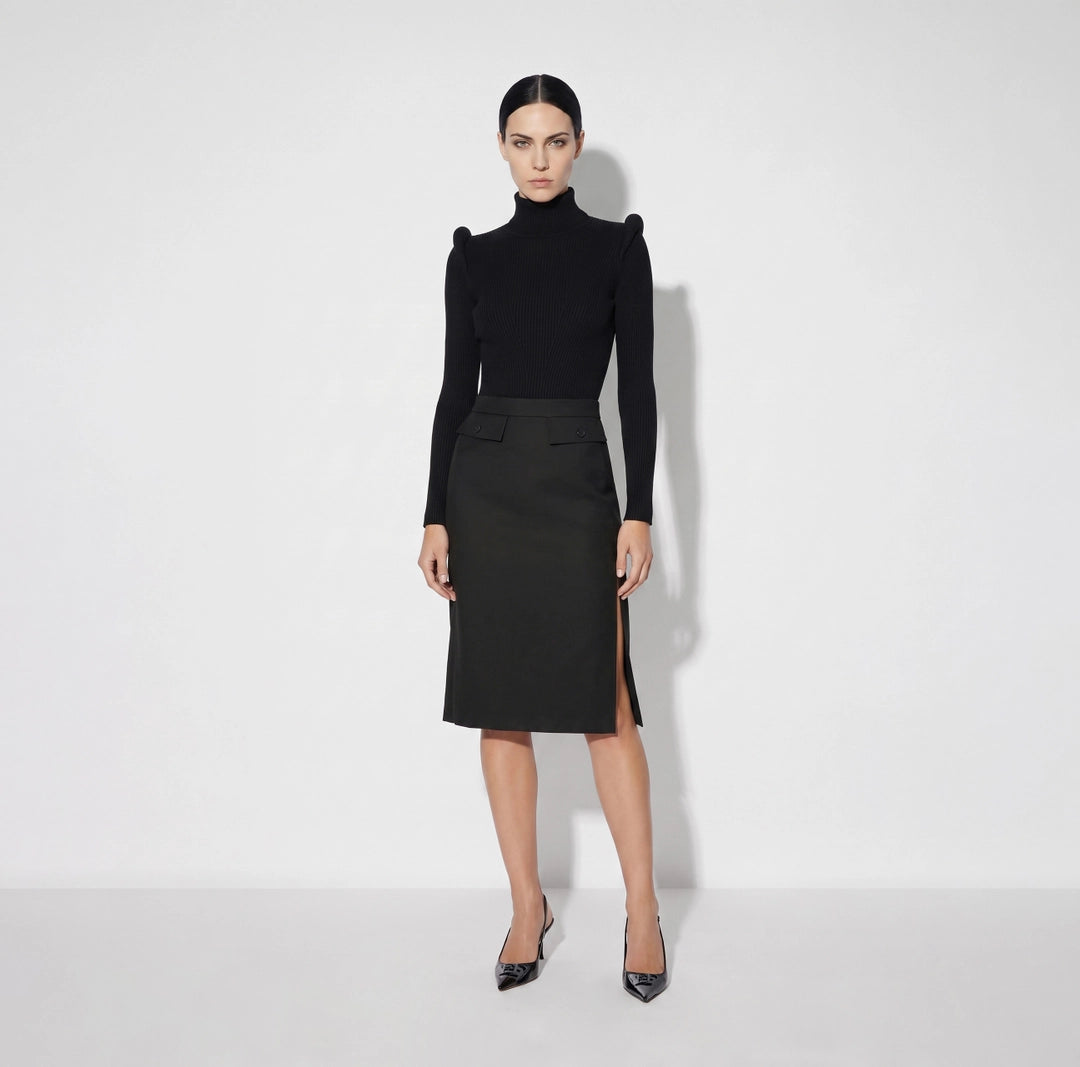 ELS-MK06S66 BLACK DETAIL KNIT TURTLENECK