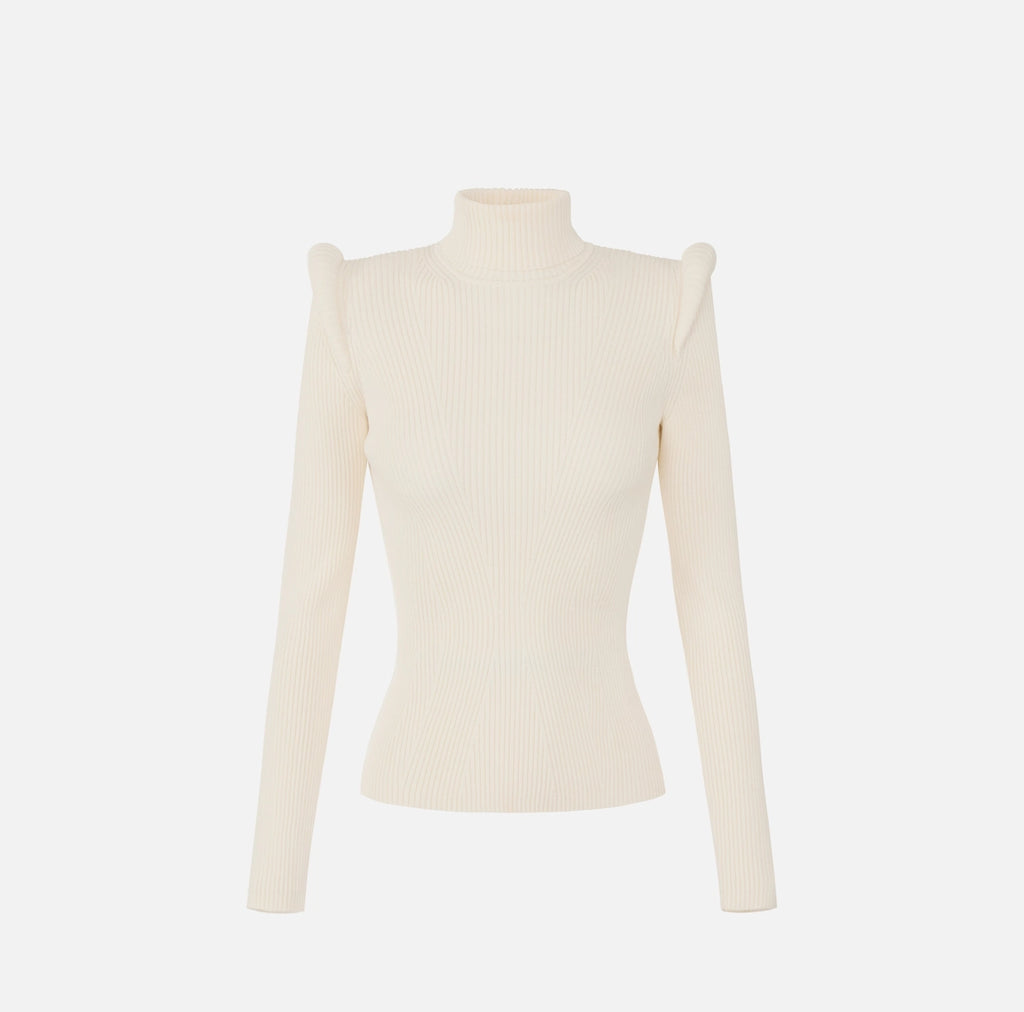 ELS-MK06S66 IVORY DETAIL KNIT TURTLENECK