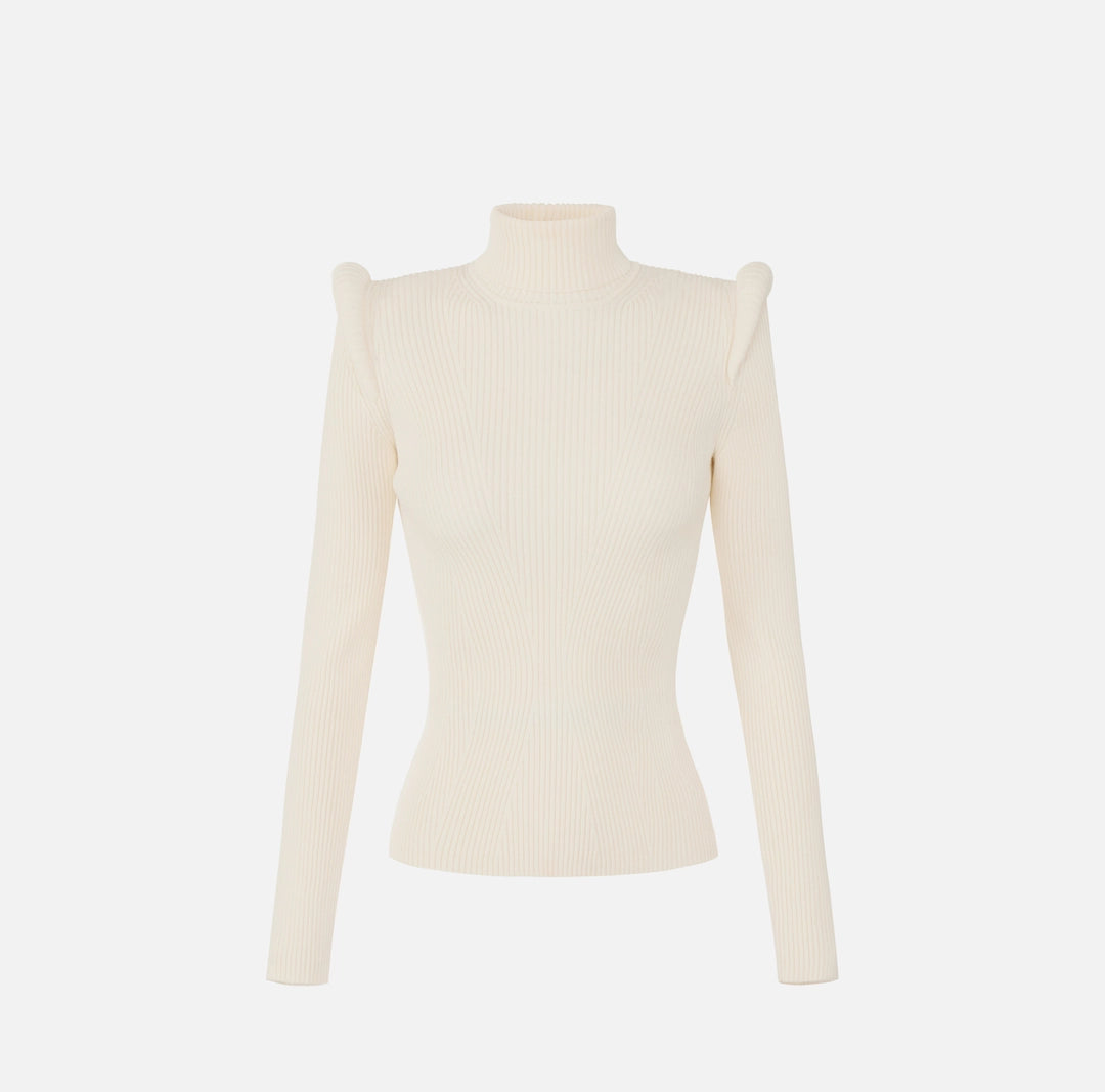 ELS-MK06S66 IVORY DETAIL KNIT TURTLENECK