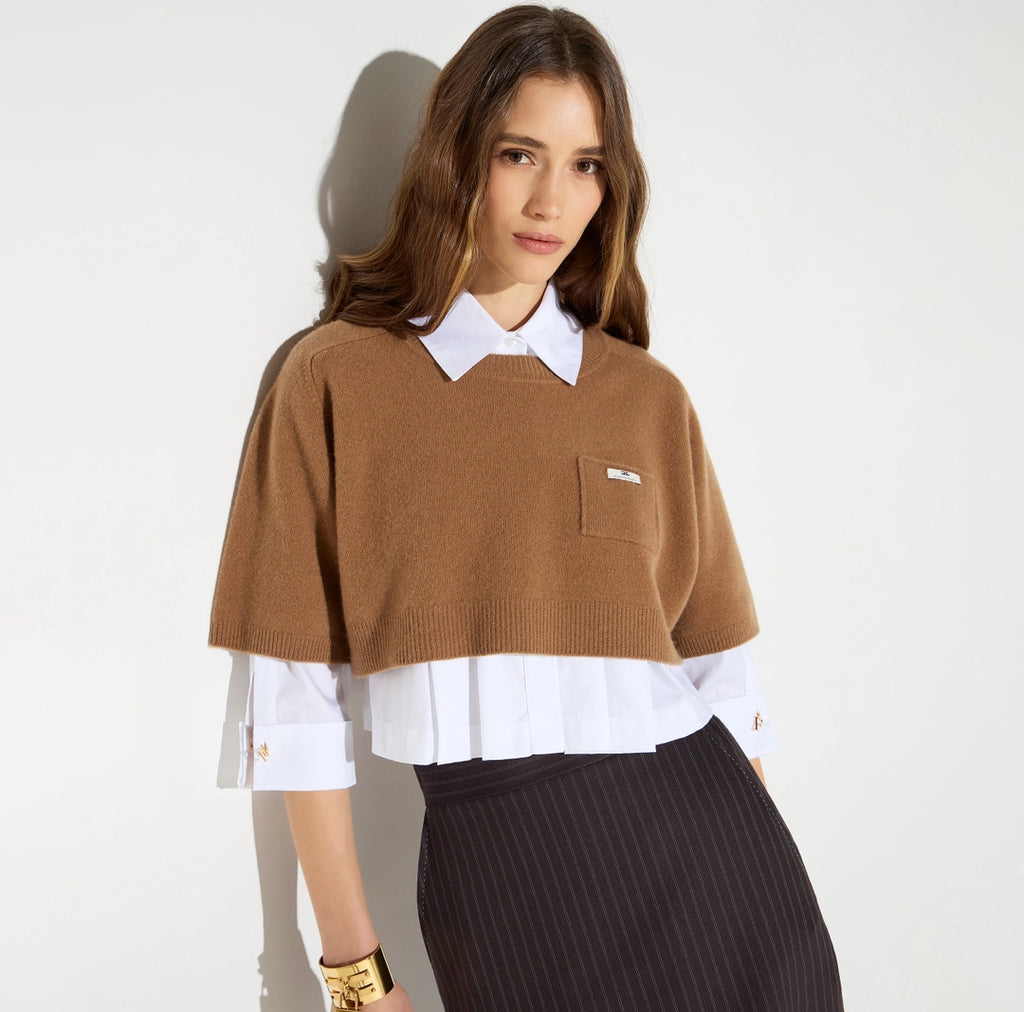 ELS-MK11T66 CAMEL WOOL POCKET TOP