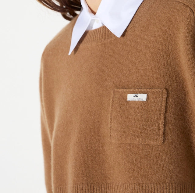 ELS-MK11T66 CAMEL WOOL POCKET TOP
