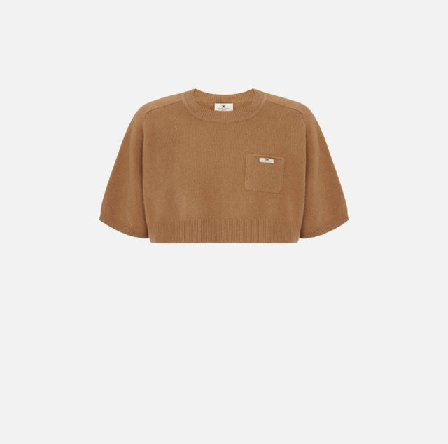 ELS-MK11T66 CAMEL WOOL POCKET TOP