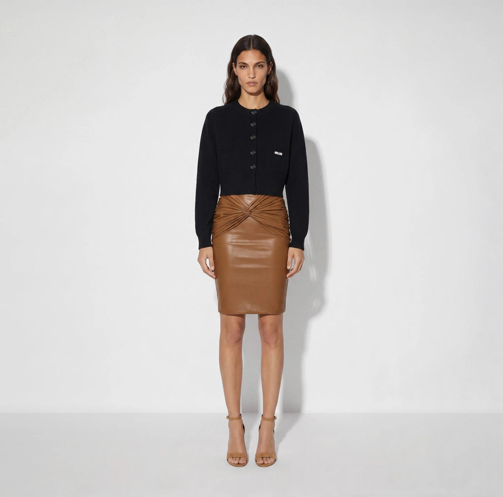 ELS-MK12T66 BLACK WOOL POCKET CARDIGAN