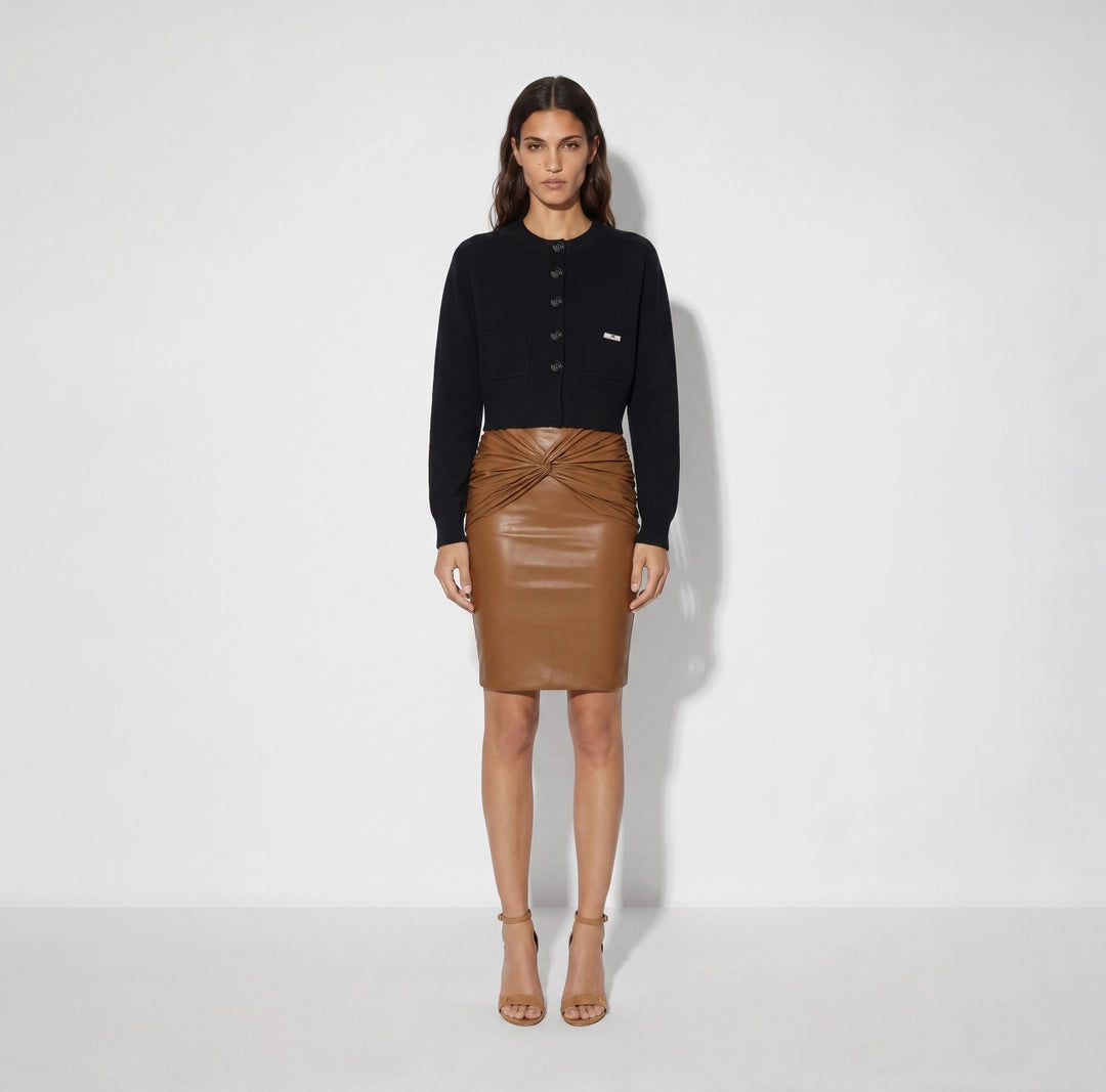 ELS-MK12T66 BLACK WOOL POCKET CARDIGAN