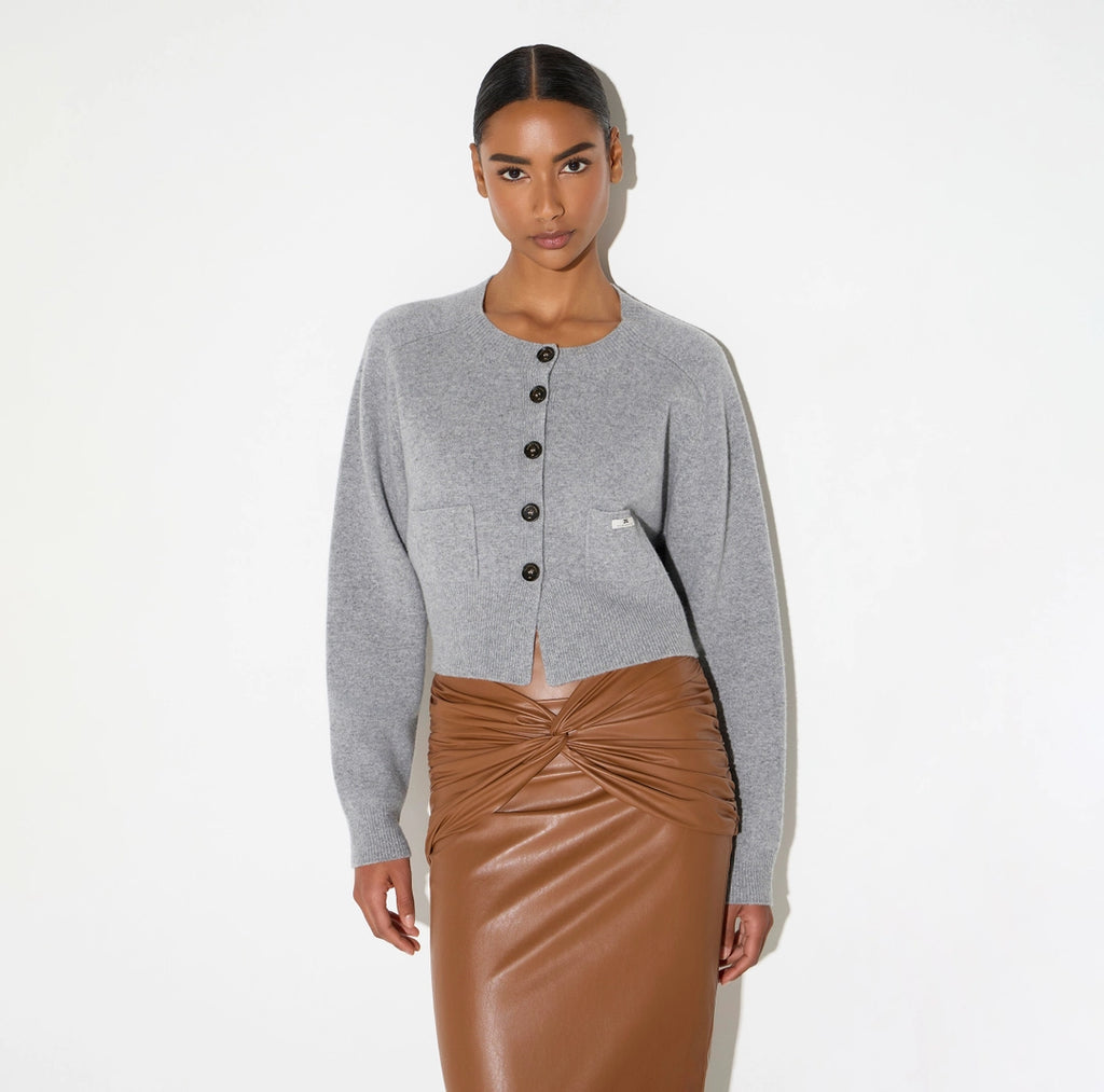 ELS-MK12T66 GREY WOOL POCKET CARDIGAN