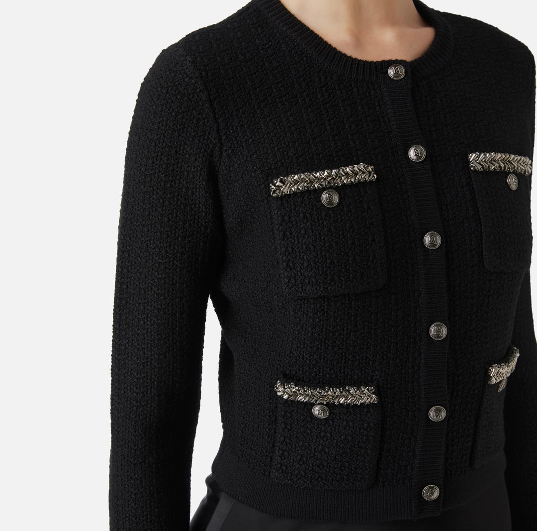 ELS-MK17S47 BLACK KNIT CARDIGAN