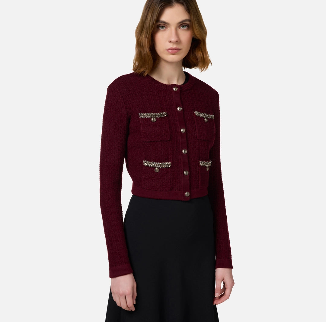 ELS-MK17S47 BURGANDY KNIT CARDIGAN
