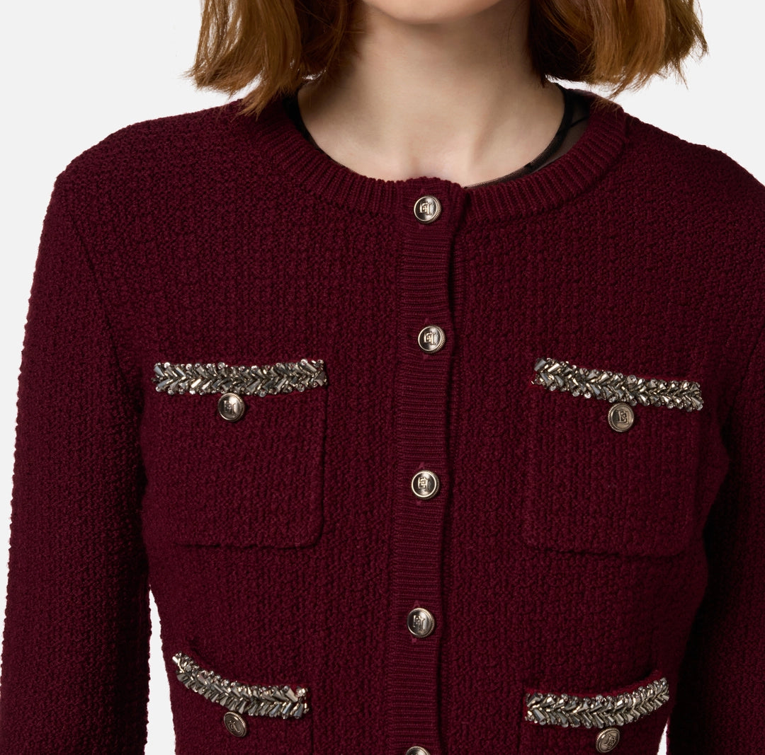 ELS-MK17S47 BURGANDY KNIT CARDIGAN