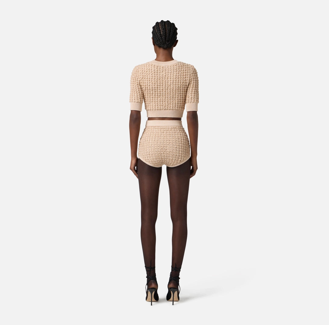 ELS-MK18Q56 HONEY BOUCLÉ CROP TOP