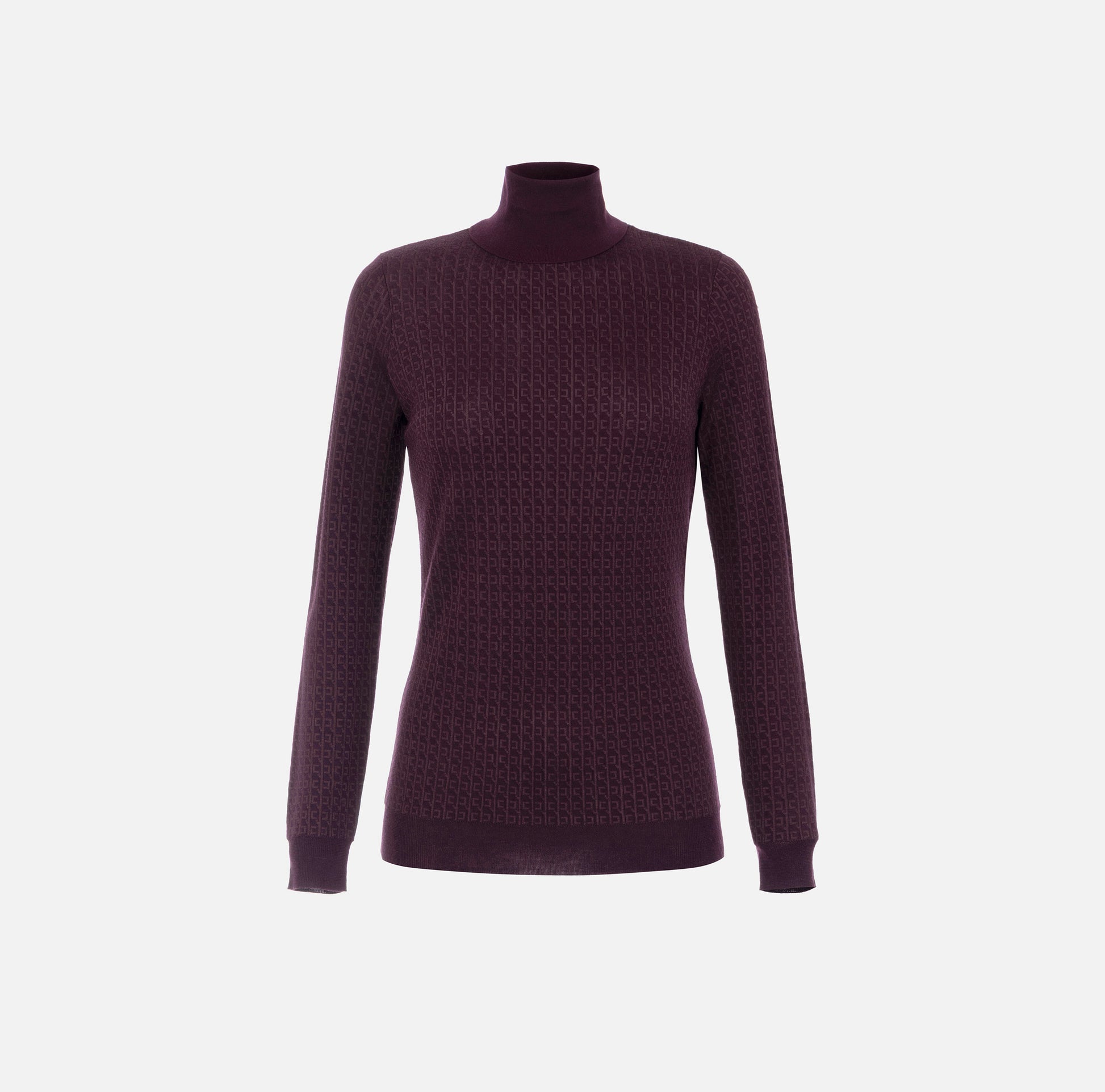 ELS-MK23S56E2 BURGUNDY KNIT POLO NECK TOP