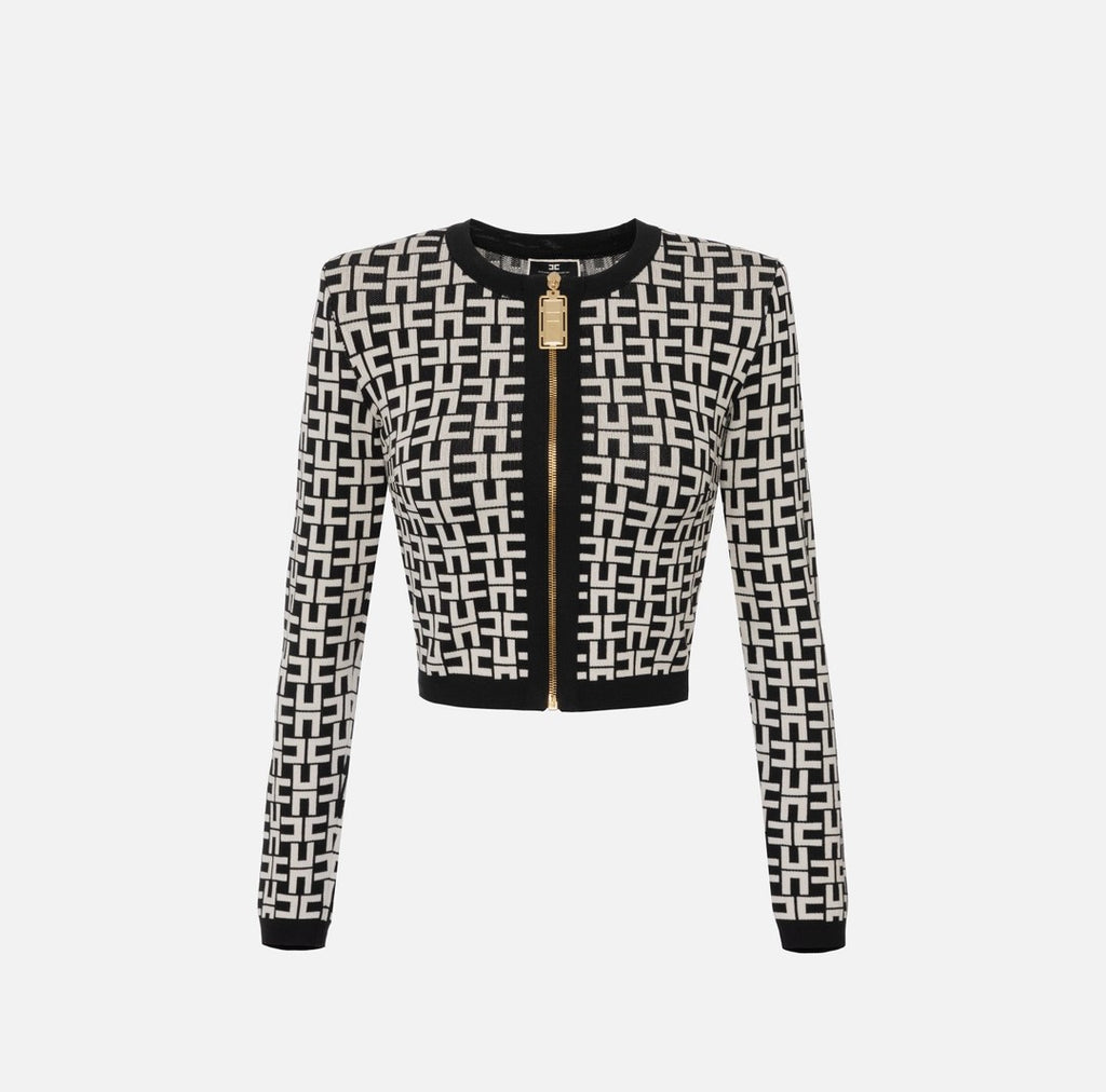 ELS-MK24Z41E2 BLACK&BEIGE CARDIGAN