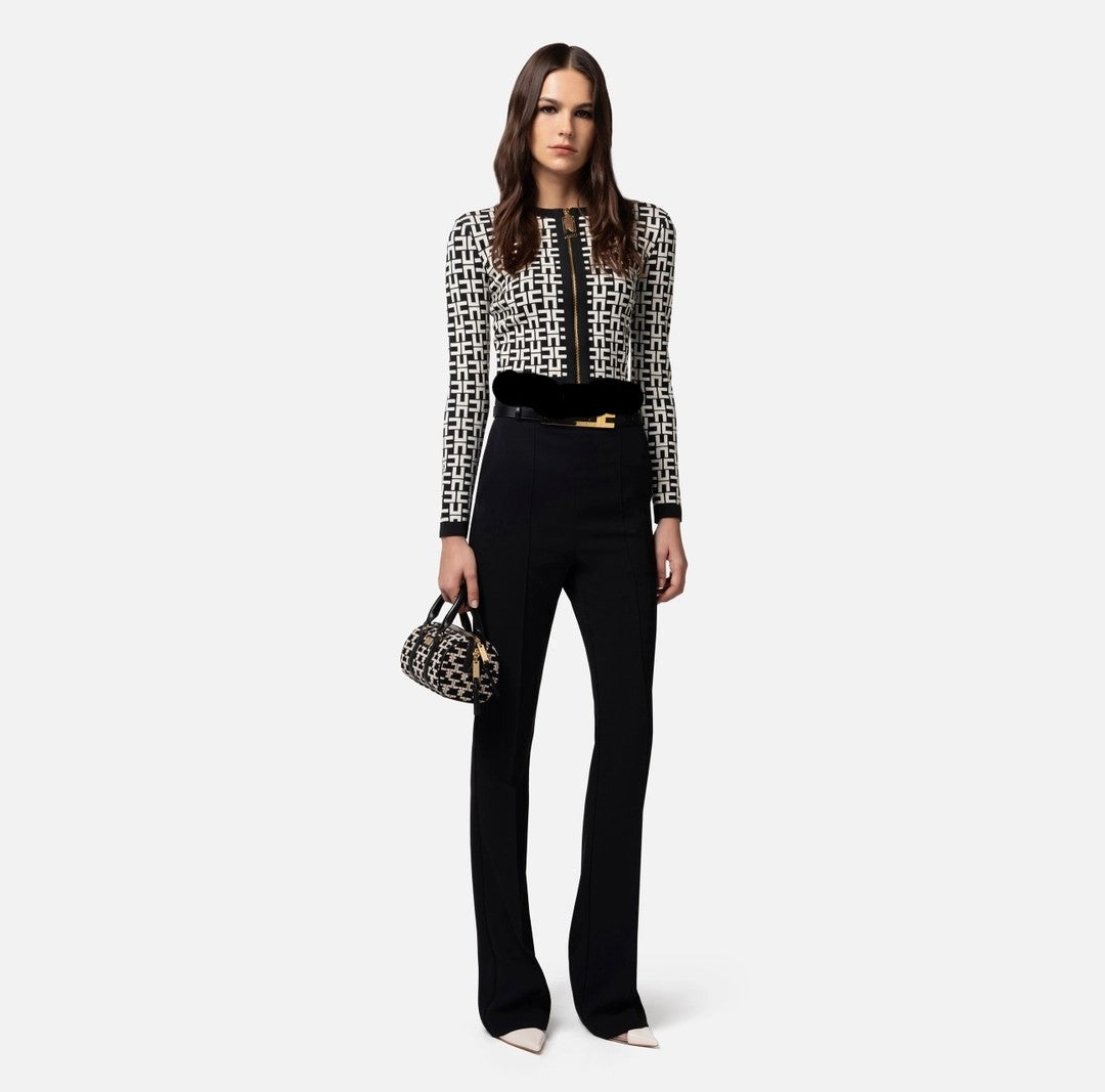 ELS-MK24Z41E2 BLACK&BEIGE CARDIGAN