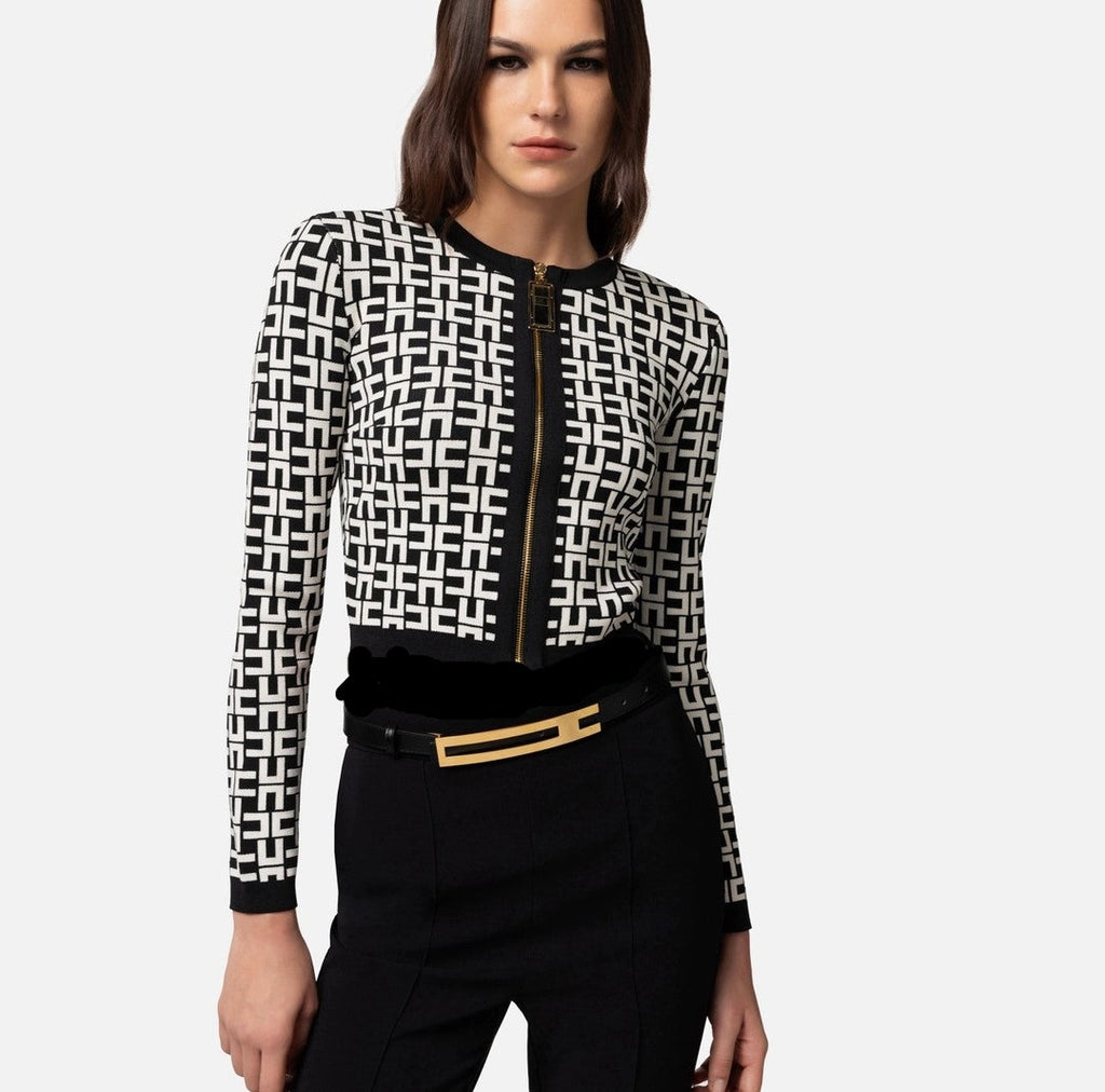ELS-MK24Z41E2 BLACK&BEIGE CARDIGAN