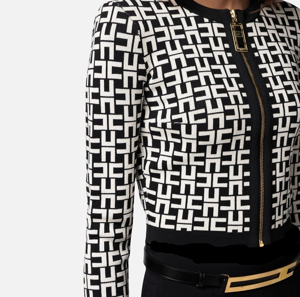ELS-MK24Z41E2 BLACK&BEIGE CARDIGAN